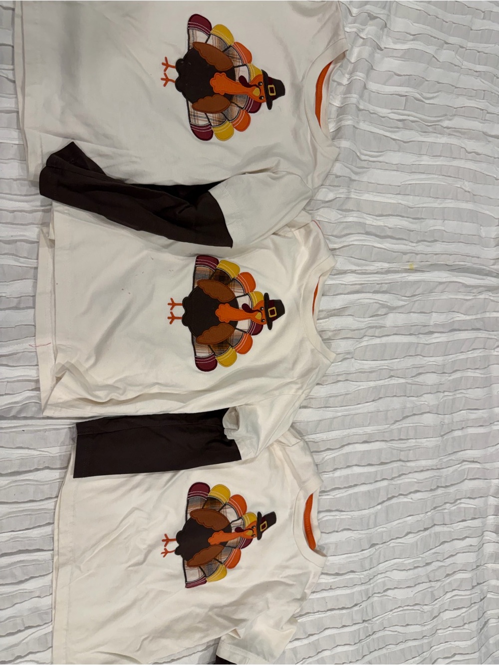 Three Sibling Matching Thanksgiving Shirts (5T, 4T, 4T)